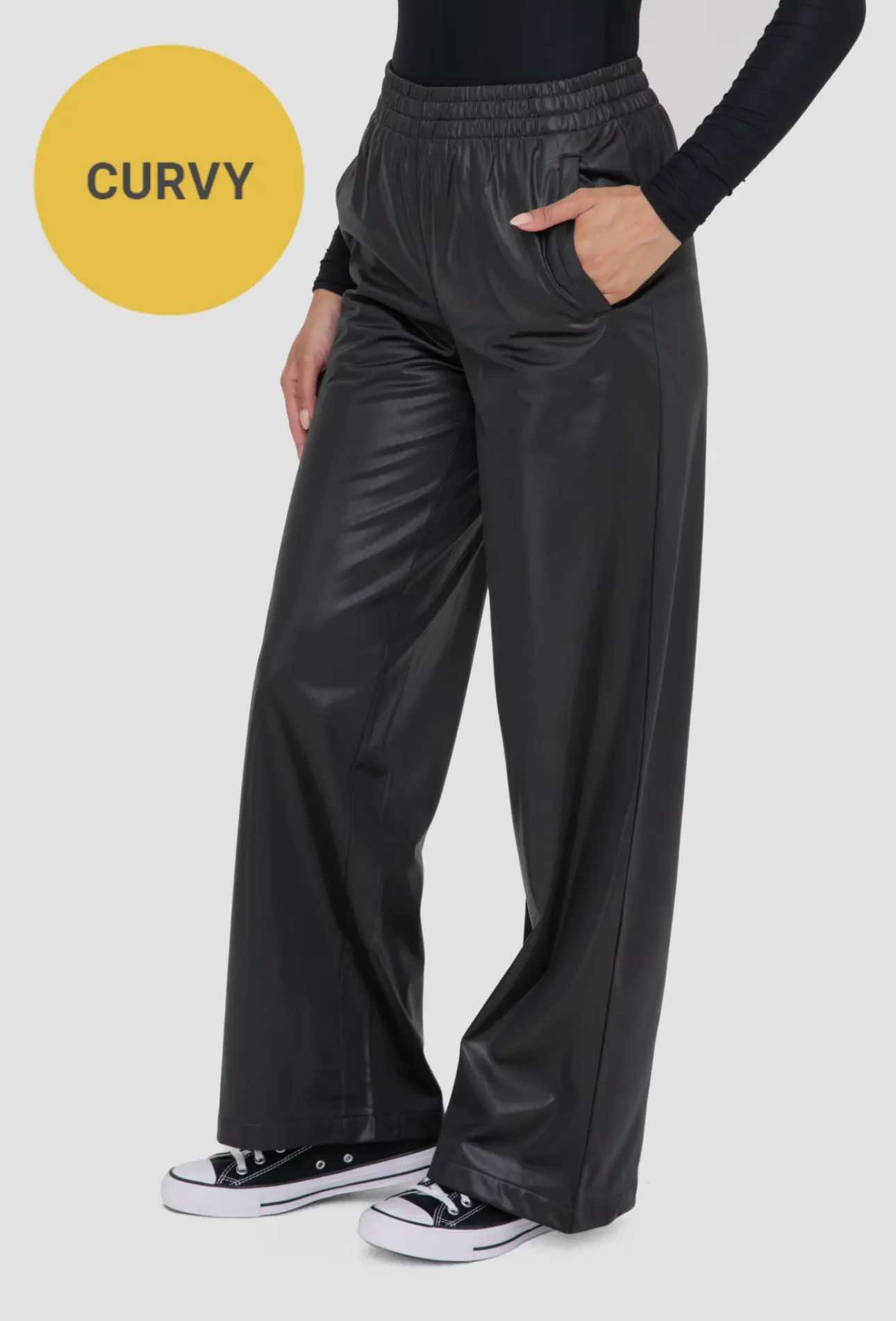 Vegan Leather Wide Leg Pant - S-3XL